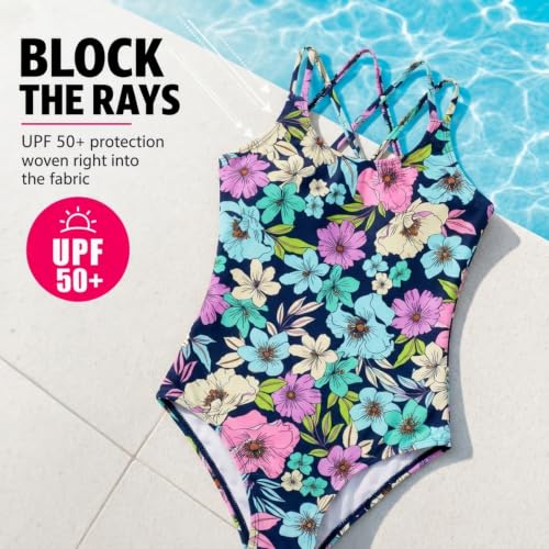 Image of Kanu Surf Girls' Reese UPF 50 Beach Sport Criss-Cross One Piece Swimsuit