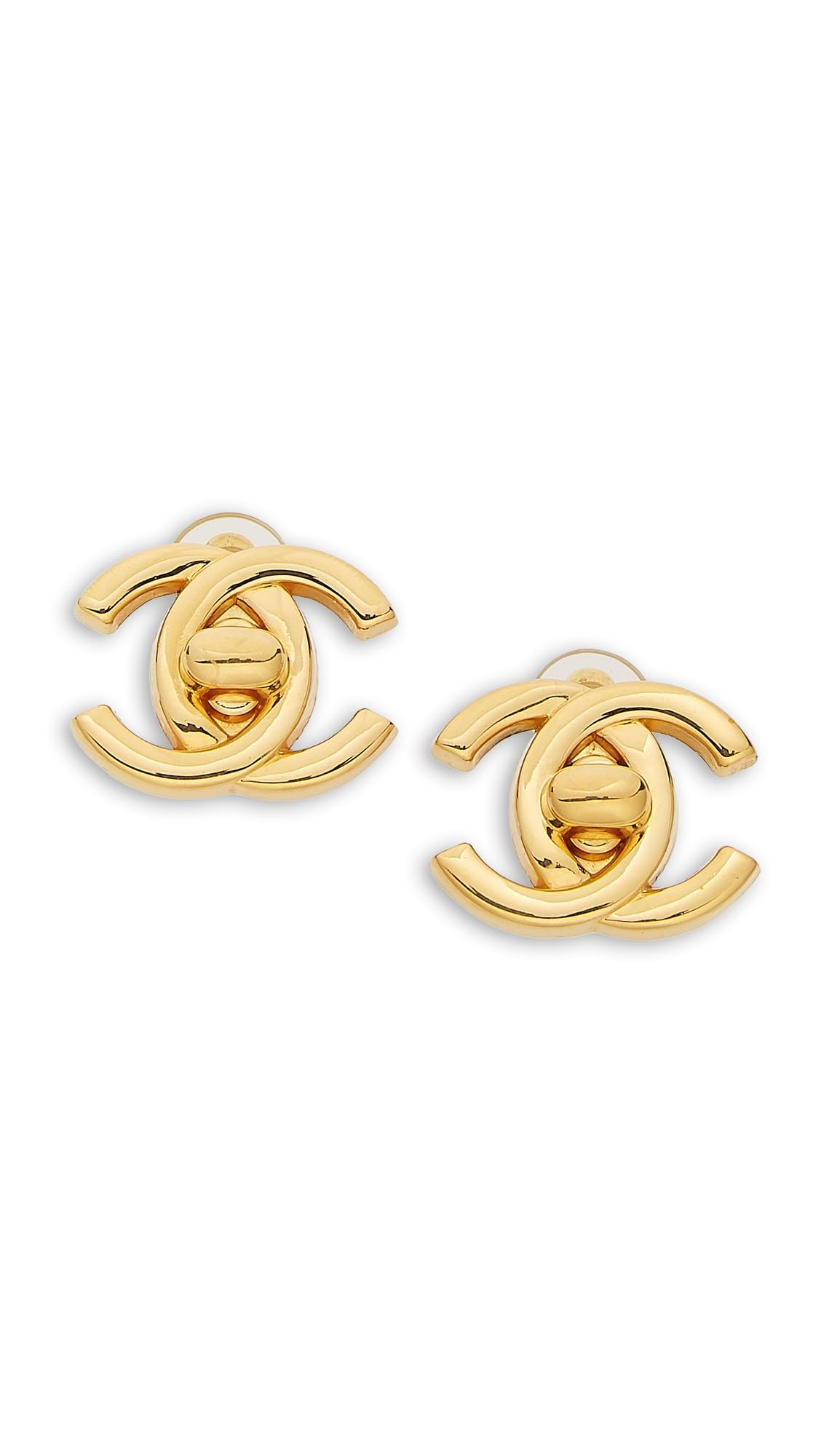 What Goes Around Comes Around Women's Pre-Loved Chanel Gold Turnlock Medium Earrings, Gold, One Size