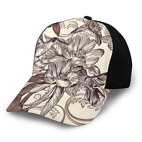 Sporthut Leichte weiche Laufkappe Muster mit Vögeln und Blumen Klassischer Stil Ornamental Design Blumendruck