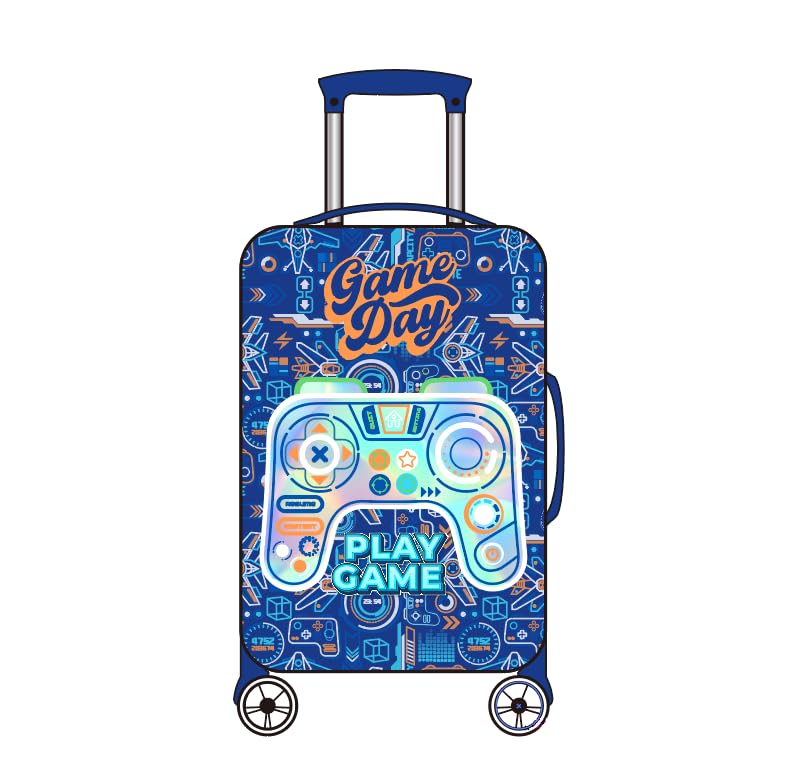 Image of Kids Luggage Set Carry On Suitcase with U shaped Pillow Rolling Toddler Suitcase for Boys Travel Set Hardside Luggage with Spinner Wheels Airline Approved, Game Controller Pattern