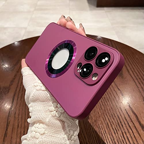 Coque en verre trempé mat rouge camélia pour iPhone 14 Pro luxe et épurée