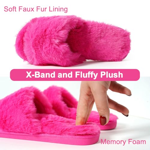 Yonge & Finch Women's X-Band Cozy Fuzzy Memory Foam House Slippers Indoor Outdoor Slippers Open Tole,All Seasons2