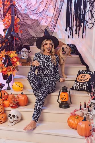 Image of Ekouaer 2 Pack Pajama Sets for Women,Long Sleeve Top With Jogger Pants Lounge Set Sleepwear with Pockets