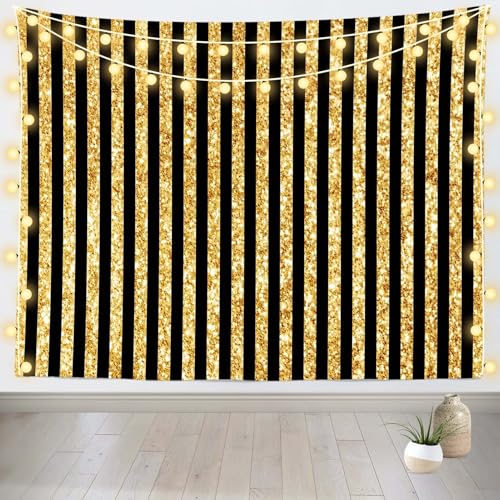 Tissu Texture Rayures Verticales Noir et Or pour Studio Photo