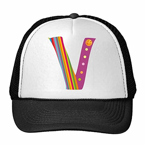 Chapeau de camionneur réglable style rétro avec illustration de fruit lettre V