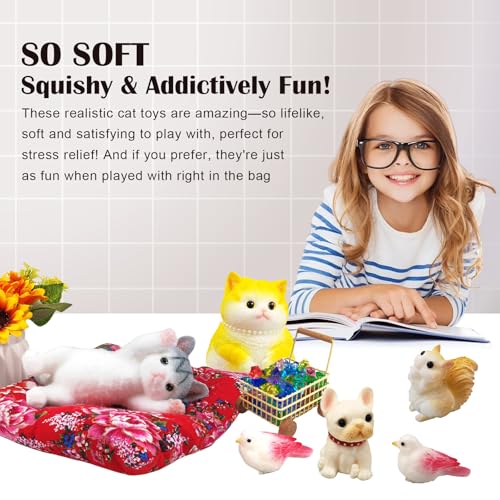 Image of Big Hand Painted Cat Squishy Toys,Large Cute Ultra Soft Kitty Squeeze Fidget Toys for Stress Relief ,Kawaii Squishies Sticky Animal Toys for Adults Kids,Decompression Sensory Balls (Cheese)