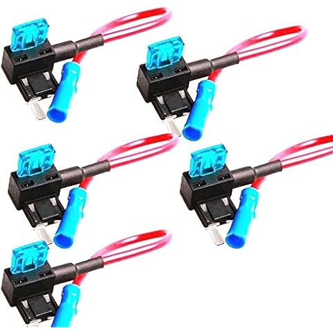 Mintice 5 X Car Vehicle 12V 24V ATM APM Add A Circuit Fuse Tap Piggy Back Mini Fuse Style Blade Holder 15A Cover