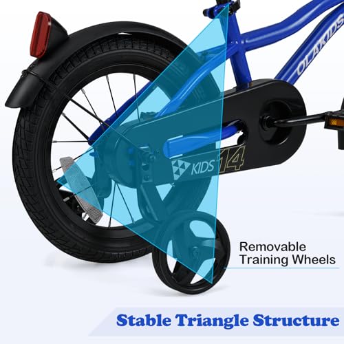 Image of Olakids Kids Bike, 12 14 16 18 Inch Toddlers Bike with Training Wheels Safety Bell Adjustable Seat and Handlebar, Handbrake and Coaster Brake, Children's Bicycle for Boys Girls