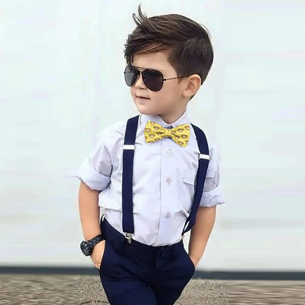 KAWAMOUSE Adjustable Pre-tied bow tie for toddler Boys (Monkey Pattern) Elegant Cute Bowties for Dogs Cats Pets