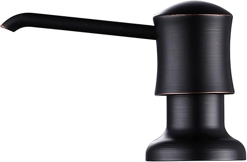 Dispensador de jabón para fregadero de cocina (bronce aceitado), diseño integrado y recambio desde la parte superior con botella de jabón líquido