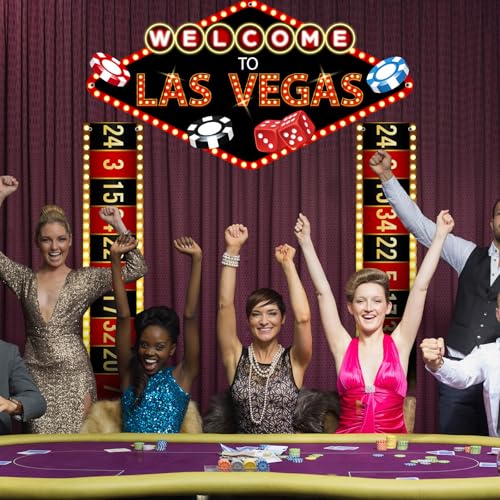 Image of Peryiter 3 Pcs Casino Night Porch Sign Banner Casino Theme Party Decorations Las Vegas Hanging Banner Welcome Porch Sign for Red Carpet Las Vegas Movie Night Game Dice Birthday Supplies Backdrop