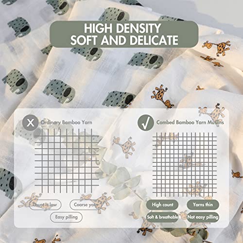 Image of GLLQUEN BABY Receiving Blanket Boy Cotton Muslin Swaddle Blankets Girl Newborn Squares Breathable & Soft Thin Baby Blankets Cloths Double Absorbent Infant Swaddling Wrap - 6 Pack (Giraffe)