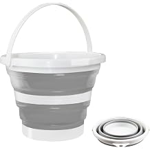 Collapsible Bucket 3L, Portable Silicone Folding Bucket With Handles | Plastic Car Wash Buckets, Collapsible Buckets, Water Basket, Multi-Purpose Bin for Cleaning Fishing Camping, HomeGrey