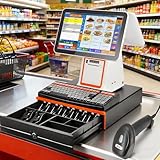 Caja Registradora Electrónica, Sistemas POS de PC con pantalla táctil de 15,6 pulgadas, System POS de caja registradora con pantalla táctil inteligente todo en uno, para pequeñas empresas White