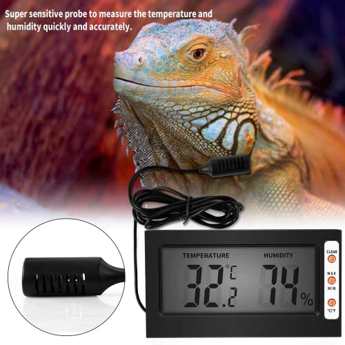 Image of Simple Deluxe Digital Thermometer and Humidity Gauge with Remote Probes for Brooder Reptiles Terrarium, 10 Pack, Black