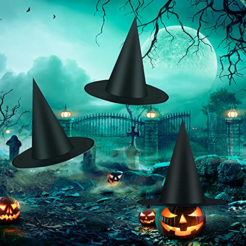 Elcoho 12 Pieces Halloween Black Witch Hats Halloween Costume Witch Accessories Caps Fancy 32 Pieces Bats 3D Wall Decorations Stickers For Halloween Yard Party Favor #TOP3