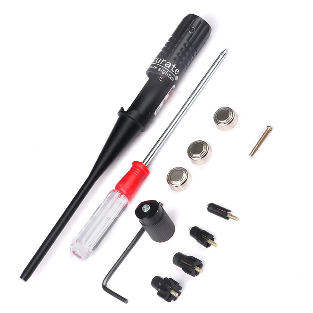 Laser-Bore Sighter Kit, Bore Sight Kit Bore Sighter Red Boresighter pour fusils de pistolet de calibre .22 à .50 Hunting Bore Sighter