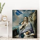 エルグレコアートワーク複製悔悟マグダラのマリアキャンバスにプリント表現主義のパイオニアポスターウォールアートホームデコレーション30x40cmインナーフレーム