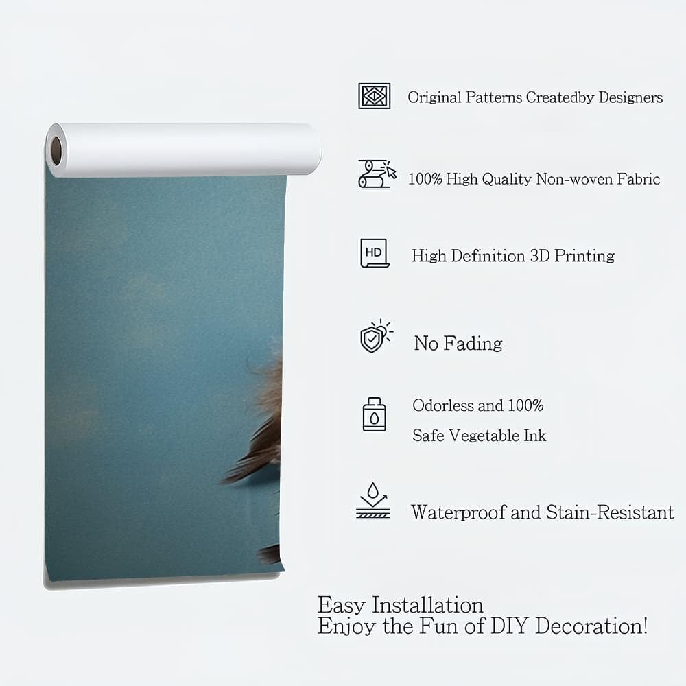 Wand Art Dekoration Fototapete TraumfäNger BohèMe Stil Federn Vlies Tapeten XXL Moderne Wandtapete für Wohnzimmer Schlafzimmer Blau Vliestapete Wandtapete 3D Effekt Wandbilder 250x175 cm