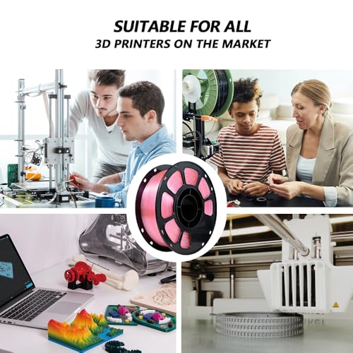 Image of iBOSS Glitter Clear PLA Plus Filament, Twinkling 3D Printer Filament, Transparent Glitter Pink PLA+ Filament 1.75 mm + /- 0.02mm, Clear 3D Printing Filament 1KG Fit Most FDM 3D Printers