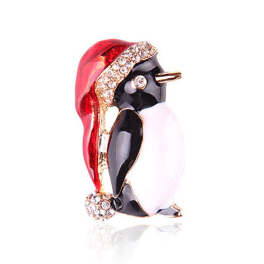 Uteruik Women's #A Rhinestone Xmas Brooch Pins Penguin Brooch Christmas Decorations Ornaments Girls Jewellery Gifts, 1Pcs