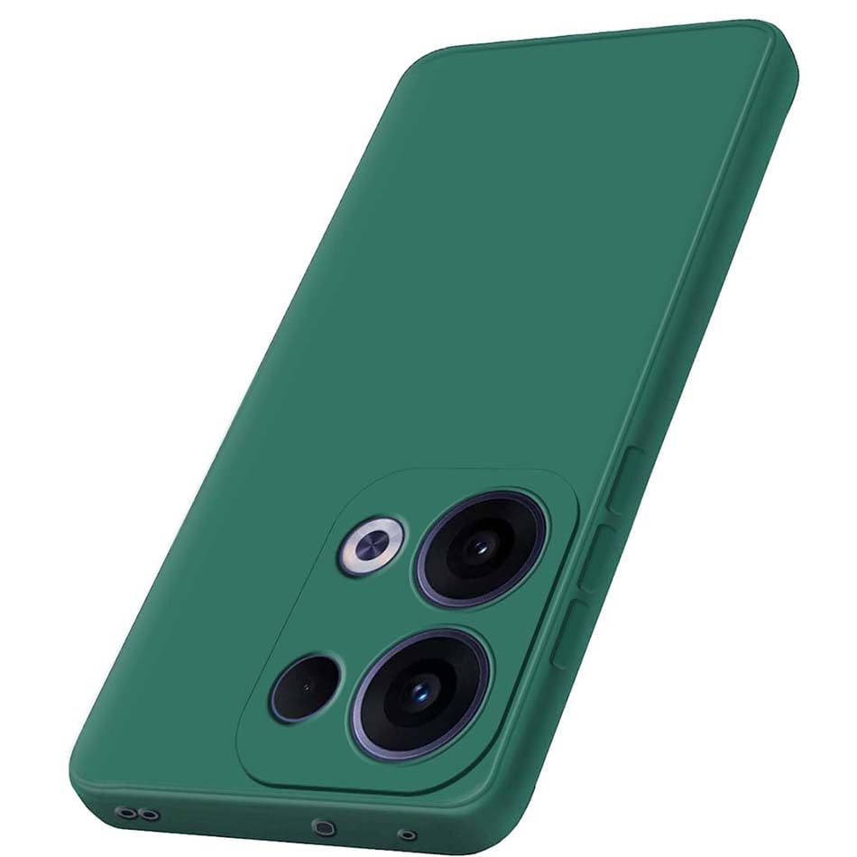 Image of Fashionury Back Cover for Oppo Reno 13 5G | Matte Soft Silicon Flexible | Camera Bump Protection | All Side Shock Proof Rubberised Back Case Cover for Oppo Reno 13 5G (Green)