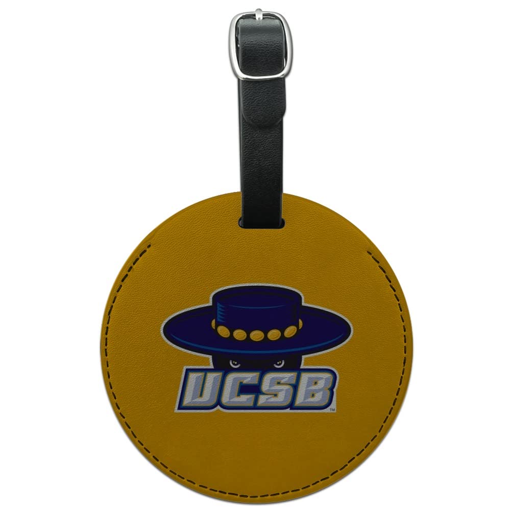 UC Santa Barbara Secondary Logo Round Leather Luggage Card Carry-On ID Tag