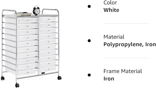 Miniatura 10 de Yaheetech Carrito de almacenamiento rodante de 20 cajones organizador móvil multiusos herramientas de carrito organizador de papel de álbum de