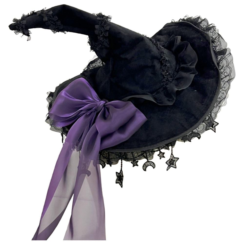 Luxylei Bowknot Wizard Hat Elegant Witch Cap Funny Cosplay Accessories for Halloween Carnival Party Shows Fancy Dress Props
