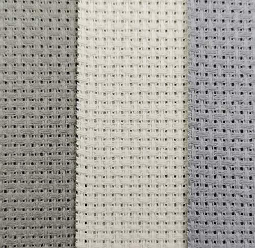 Image of KCS 3 pc of 12 inch x 18 inch 14CT Counted Cotton Aida Cloth Cross Stitch Fabric (Pearl Grey+Light Steel Grey+Medium Grey)