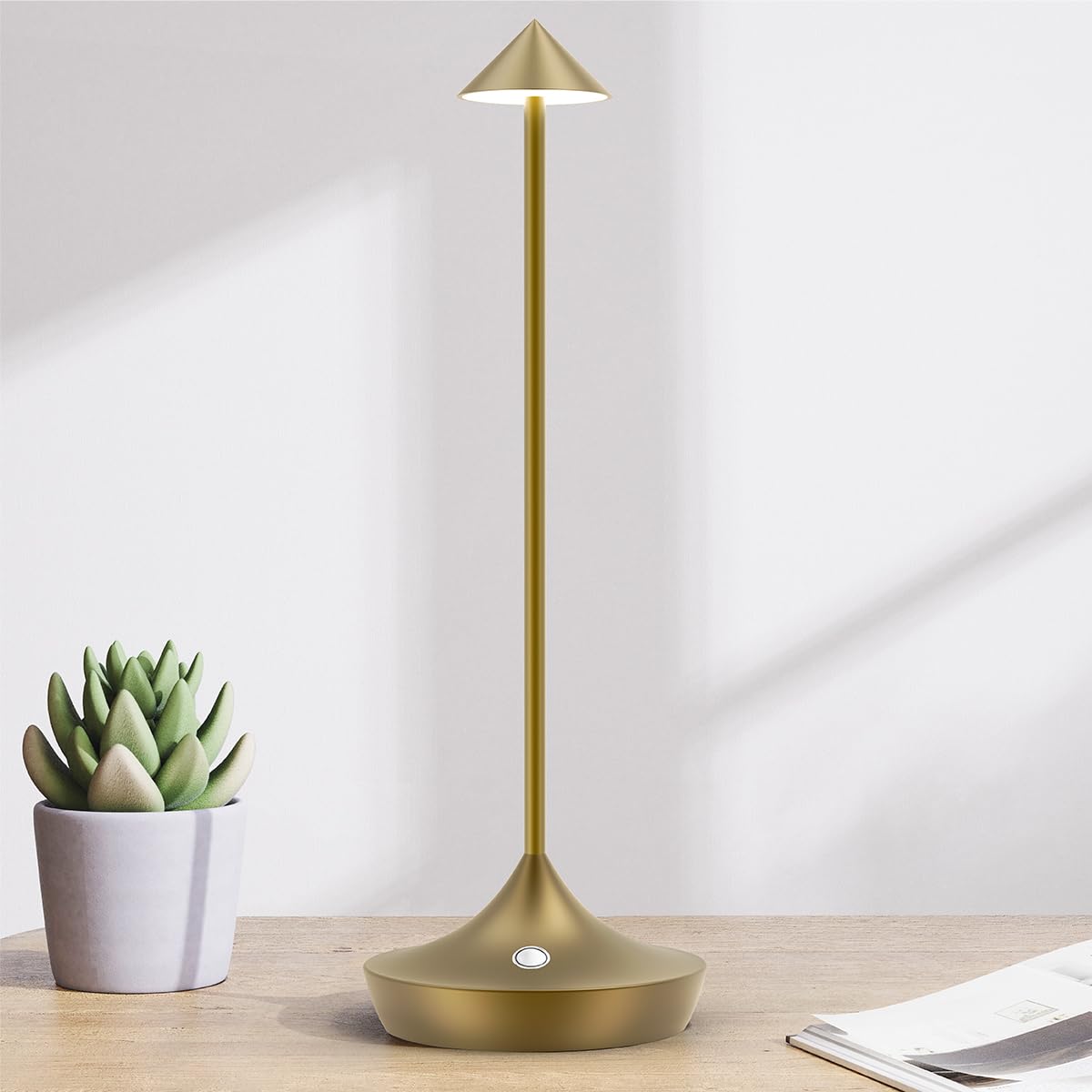 HapfishCordless Table Lamp Rechargeable, 6000mAh Battery Operated LED Desk Lamp Outdoor Portable Waterproof Touch Wireless Dimmable Modern Table Light for Restaurant Dining Home Indoor Bronze