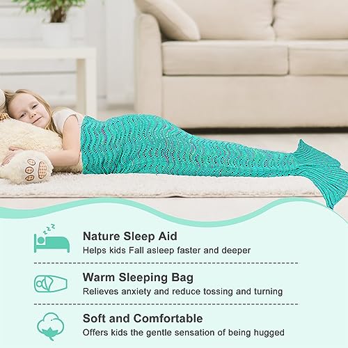 Ddmy DDBEST Mermaid Tail Blanket, 74''X 35'' Crochet Wearable Blankets Super Soft Mermaid Throw Blankets Mermaid Sleeping Bag Mermaid Costume thumb #2