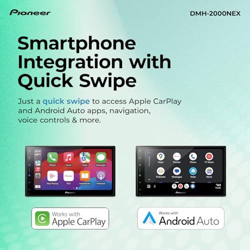 Image of Pioneer DMH-2000NEX 6.8 inch Double Din Multimedia Digital Media Receiver, Wired Apple CarPlay and Android Auto, Bluetooth, Backup Camera Compatible, Touchscreen, One Touch Navigation