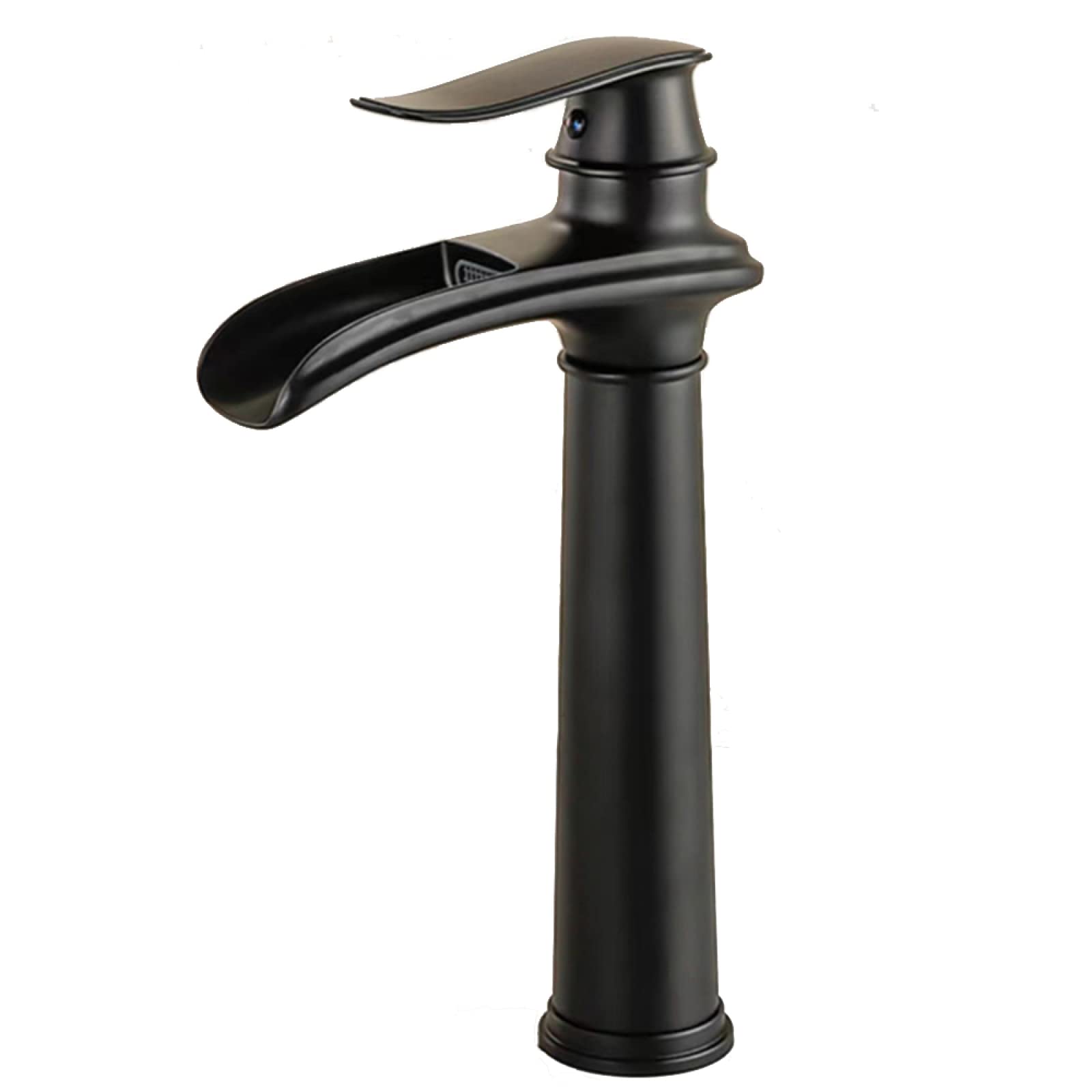 Robinet cascade noir eau chaude et froide mitigeur de salle de bain à poignée unique