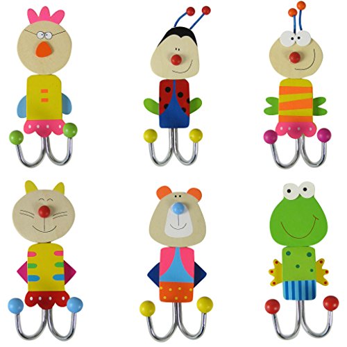 Unbekannt 6 Stück Kinder Garderobenhaken Tiermotive
