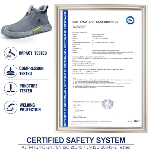 GLANOUDUN Grey Slip-On Welding Boots