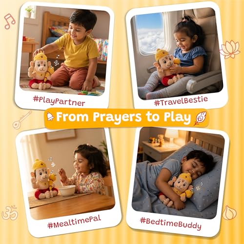 Image of WonderBuddy Divine Mantra Chanting Baby Hanuman with 08 Preloaded Mantras & Aartis, Musical Soft Plush Toy, Best Gift for Infants, Toddlers & Kids (Medium - 28 Cm)