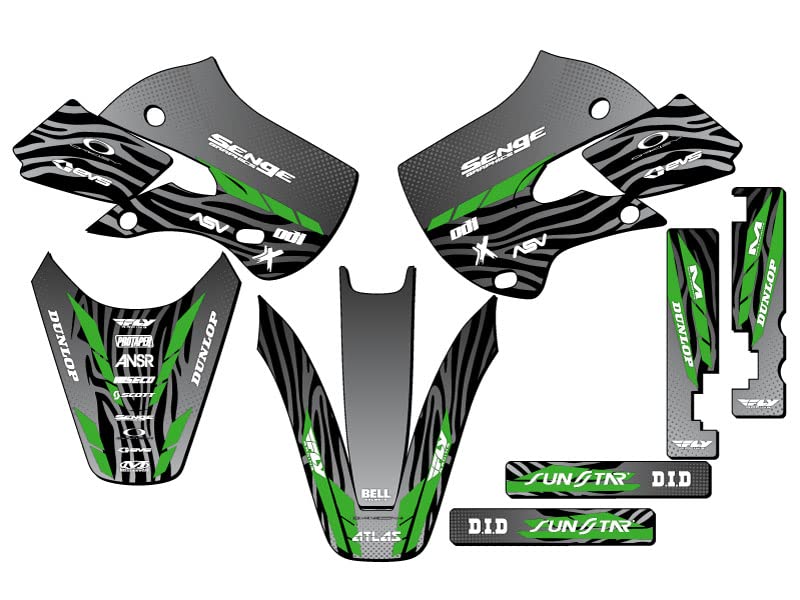 2002-2009 KLX 110 Tigre Black Senge Graphics Base Kit Compatible with Kawasaki