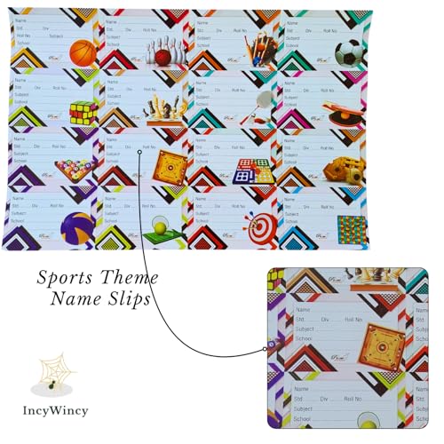 Image of Name Stickers for Notebooks & Books - Pack of 64 Durable Labels | School Stationery Essentials | Name Slips & Book Labels (Sports)