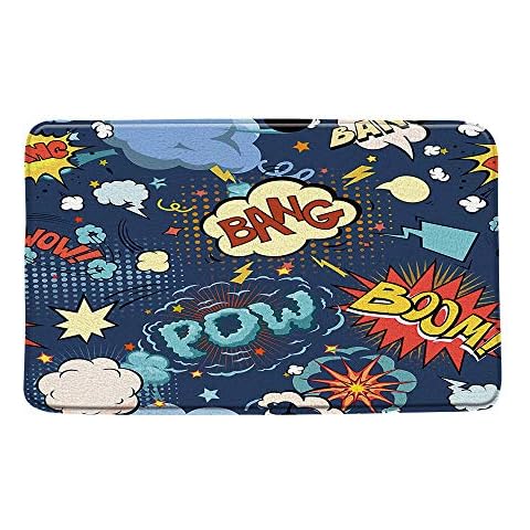 Superhero Bath Mat,Retro Comic Book Pop Speech Humor Expressions Boom Scream Splash Bathroom Rug Shower Floor,Bath Rug,Absorbent Doormat Bedroom Rug Kitchen Toilet Carpet ,17.7" x 29.5" Cover