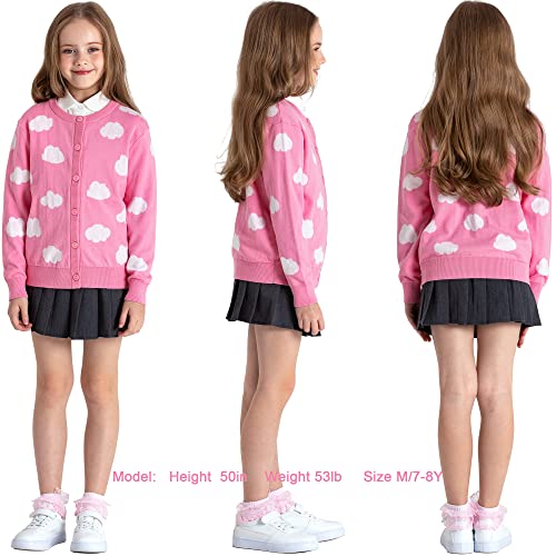 Image of BOBOYOYO Girls Cute Cardigan Cotton Girls Button Up Sweater Knit Jacket | Long Sleeve Crew Neck Kawaii Clothes for Casual School Wear