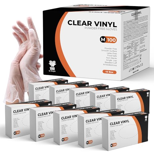 K-MART Gloveman - Guantes de vinilo transparente (caja de 1000) (M)