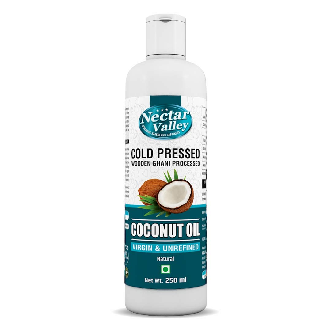 Nectar ValleyCold Pressed Virgin Coconut Oil - Extracted From Fresh Coconut Milk | 100% Natural & Unrefined - 250ml