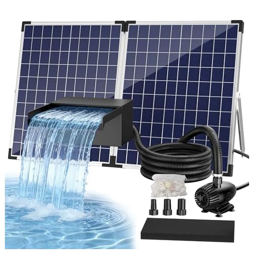 Biling 50W Solar Edelstahl Wasserfall Set Komplett mit Pumpe und Filter 40W 2100L/H 20 cm Teichwasserfall für Gartenteich Koiteich Schwimmteich Wasserspiel Garten Deko Wasserkaskade