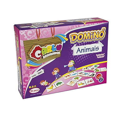 Amazon.com.br: Carlu Brinquedos - Animais Dominó 28 Peças, 3+ Anos, Multicor, 3001