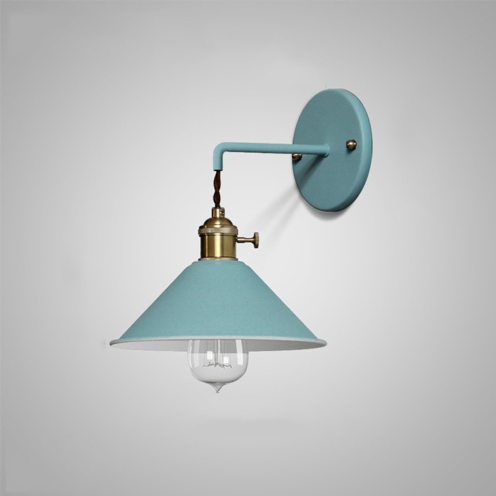 HUAYUSEDF Wall Lamps, Wrought Iron Light Lamp with Switch Industrial Retro Rustic Loft Antique Colorful Sconce Decorative Restaurant Bar Aisle Chandeliers(Blue)