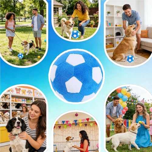 Hundespielzeugball: Weiches Kauspielzeug, interaktive Quietschbälle und Plüsch für Hunde, Sportball, Welpen und Katzen, große Rasse, mittelgroß-4