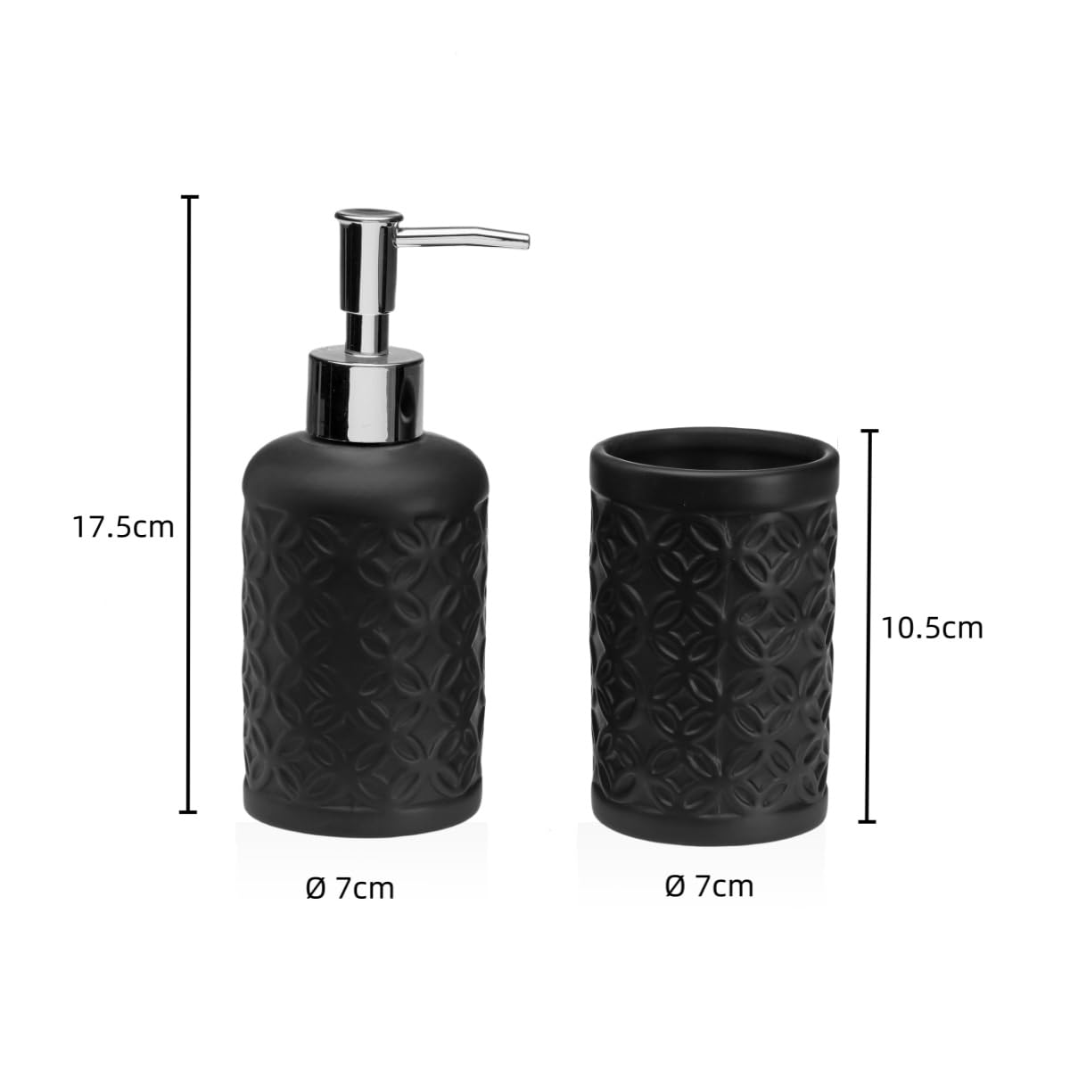 DAMDAM GO | Set de Baño, Accesorio de Baño Cerámica, Porta Cepillo y Dispensador de Jabón (Negro)