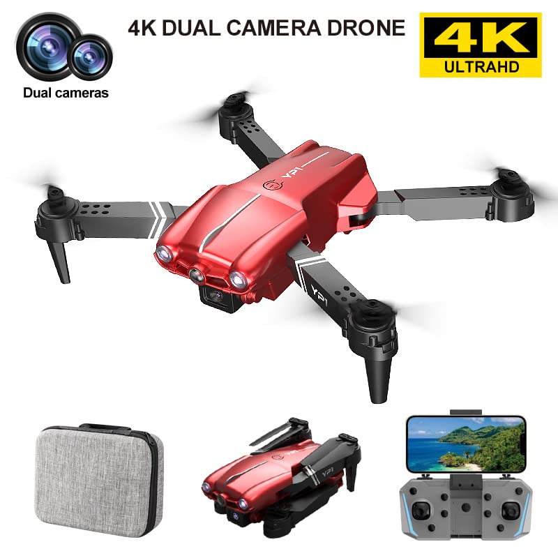 Wltoys YP1 Mini Drone 4K HD Camera Four-sided Obstacle Avoidance Air Pressure Fixed Height Professional Foldable Quadcopter Toys (4k-R-Dual+OFP)
