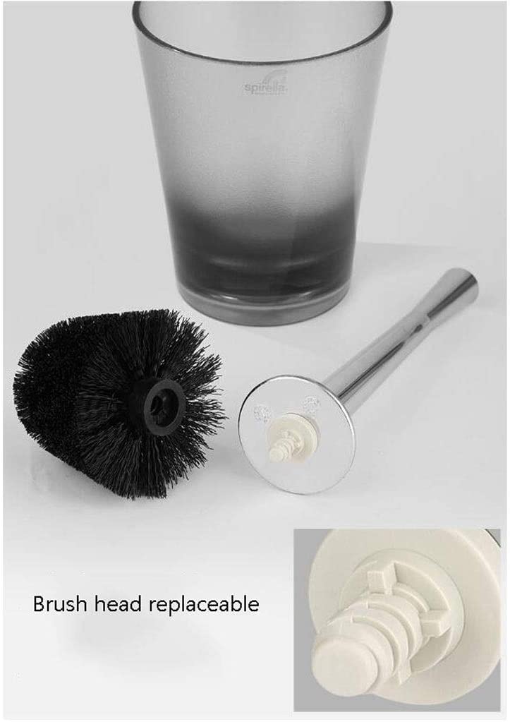 Habiba Escobilla de baño Cepillo de Inodoro acrílico Creativo, Cepillo de Inodoro de Mango Largo Cromado ergonómico, Cepillo de Inodoro Desmontable y reemplazable Soporte antigoteo